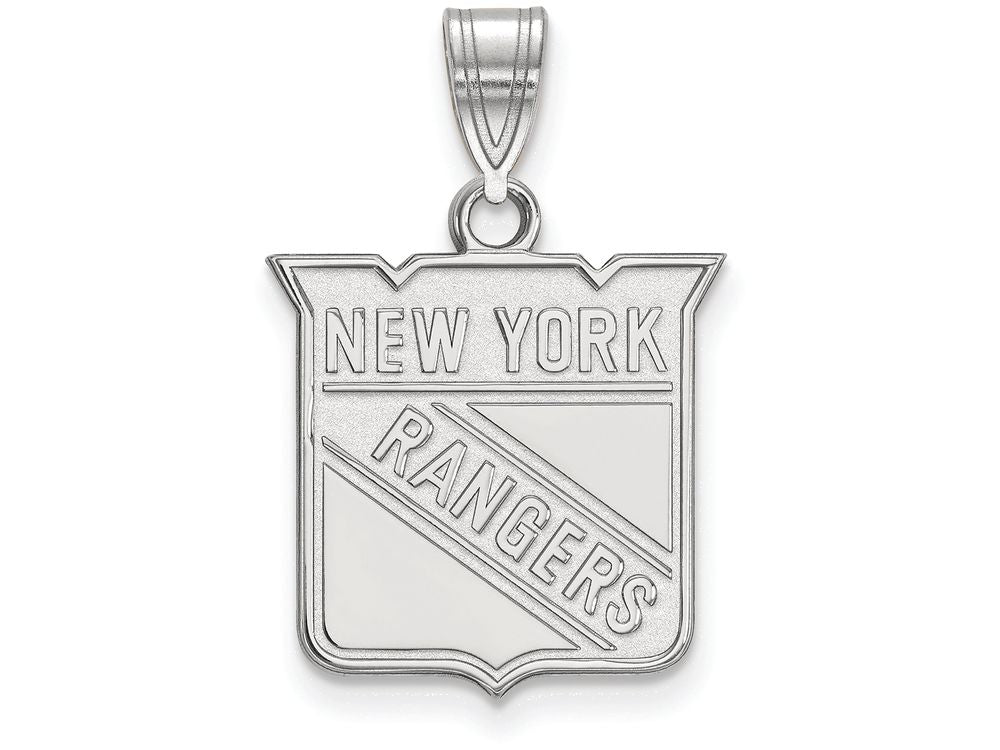 14k White Gold Nhl Logoart New York Rangers Medium Pendant