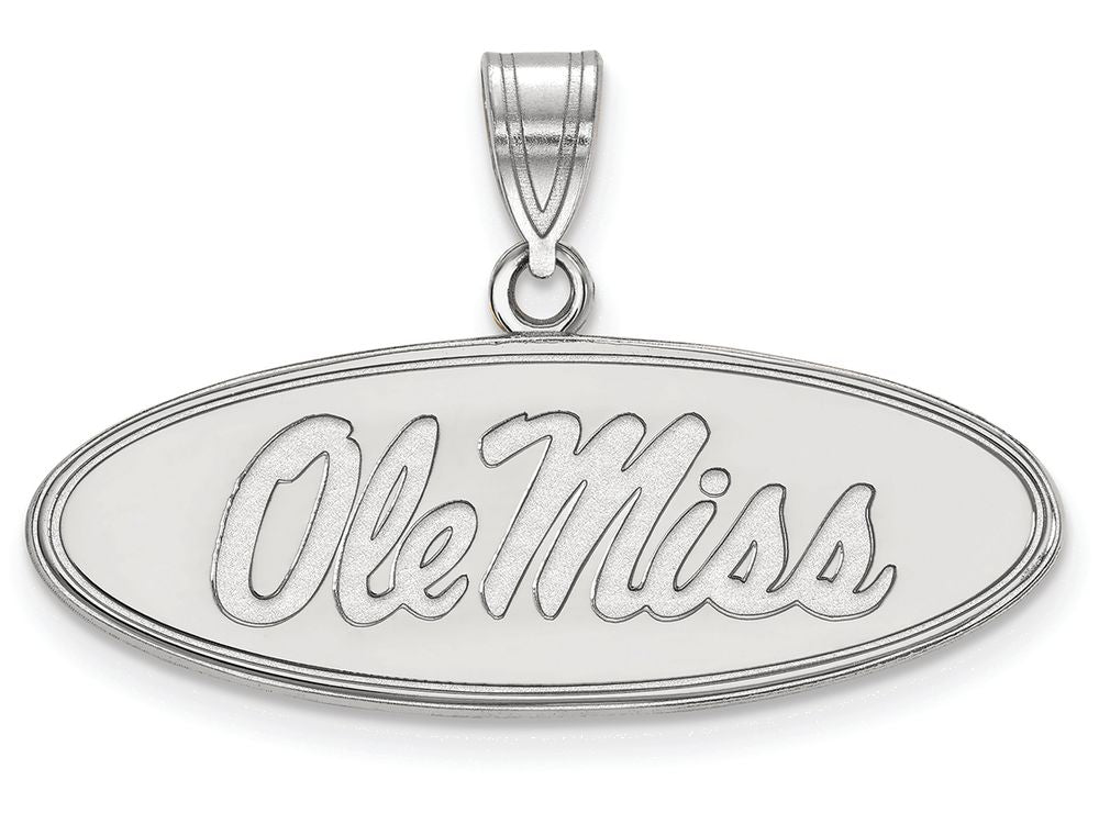 14k White Gold Logoart University Of Mississippi Medium Pendant