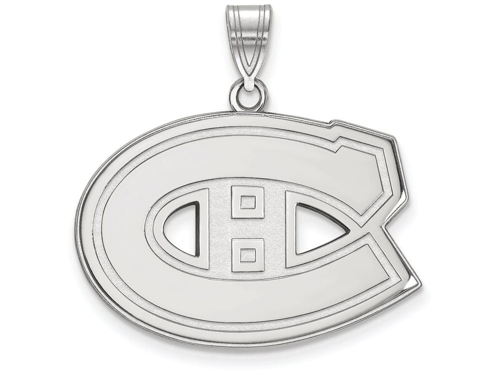14k White Gold Nhl Logoart Montreal Canadiens Large Pendant