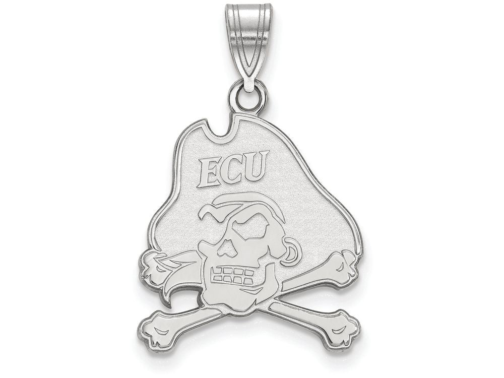 14k White Gold Logoart East Carolina University Large Pendant