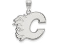 14k White Gold Nhl Logoart Calgary Flames Large Pendant