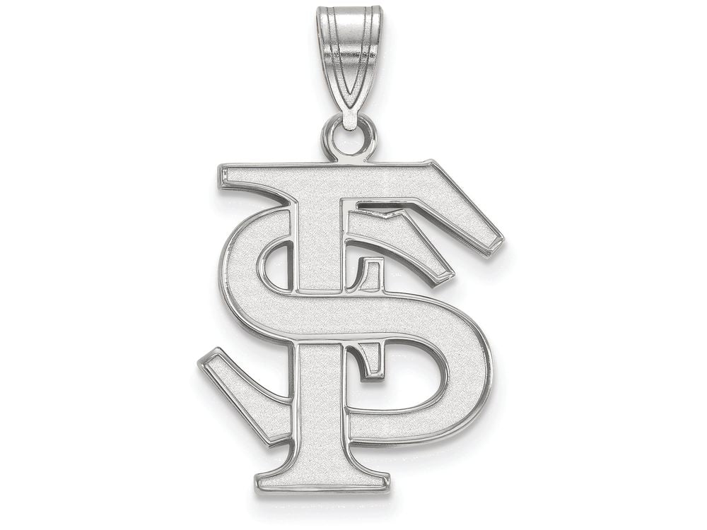 14k White Gold Logoart Florida State University Large Pendant