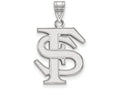 14k White Gold Logoart Florida State University Large Pendant