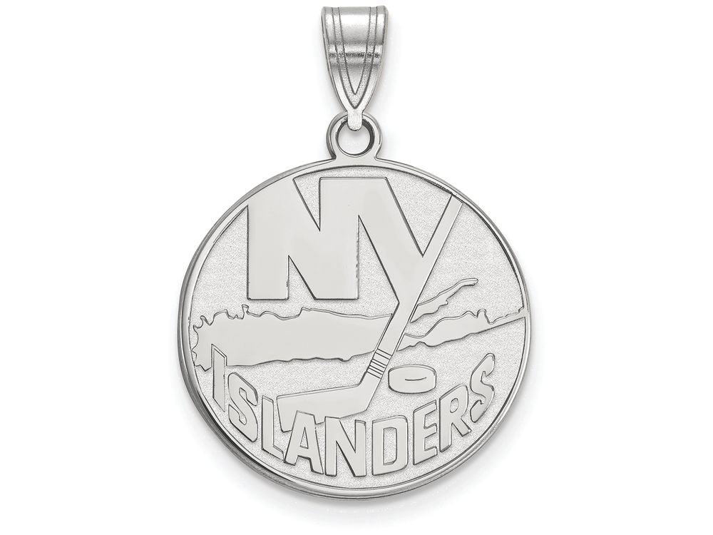 14k White Gold Nhl Logoart New York Islanders Large Pendant