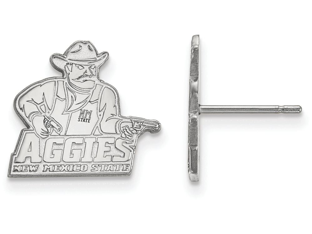 14k White Gold Logoart New Mexico State University Small Post Earrings
