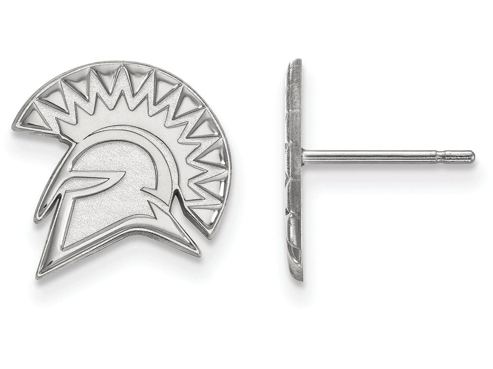 14k White Gold Logoart San Jose State University Small Post Earrings