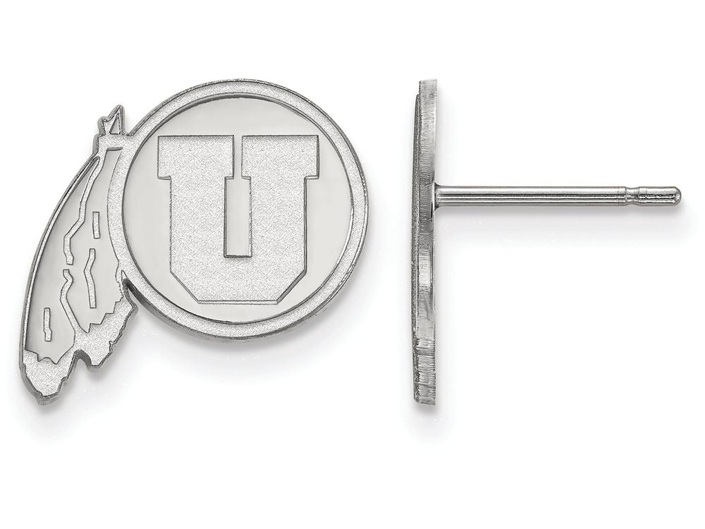14k White Gold Logoart University Of Utah Small Post Earrings