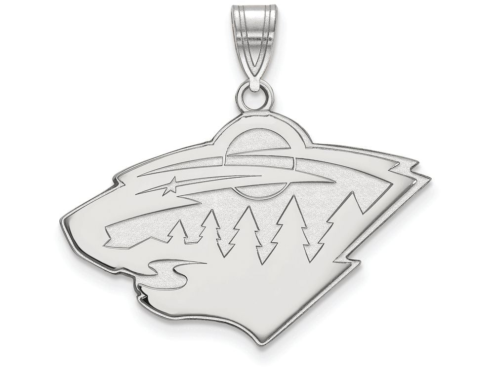 14k White Gold Nhl Logoart Minnesota Wild Large Pendant