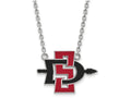 14k White Gold Logoart San Diego State University Large Pendant Necklace