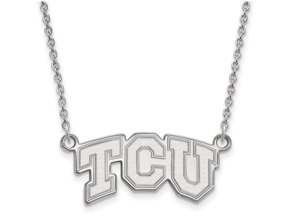 14k White Gold Logoart Texas Christian University Small Pendant Necklace