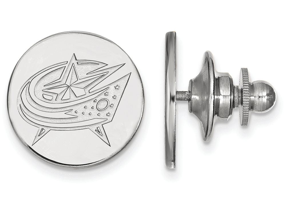 14k White Gold Nhl Logoart Columbus Blue Jackets Lapel Pin