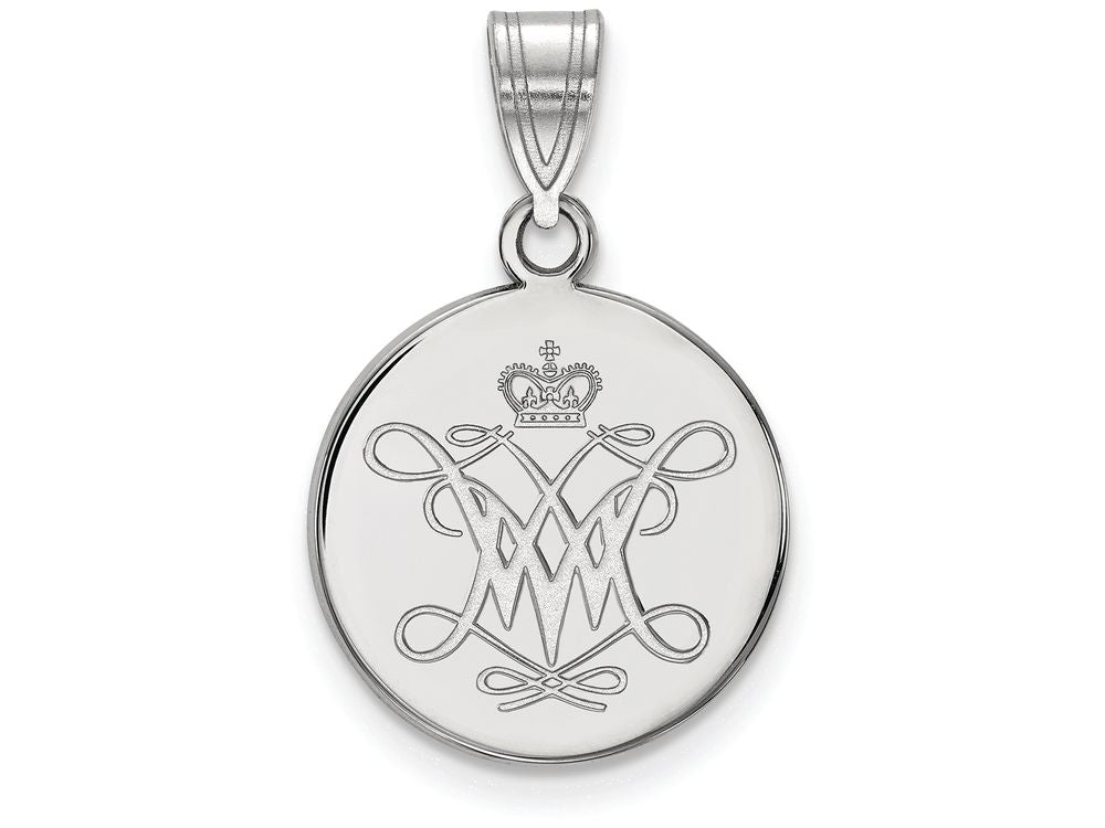 14k White Gold Logoart William And Mary Medium Disc Pendant