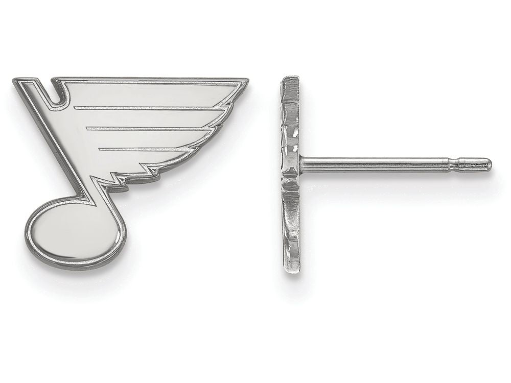14k White Gold Nhl Logoart St. Louis Blues Extra Small Post Earrings