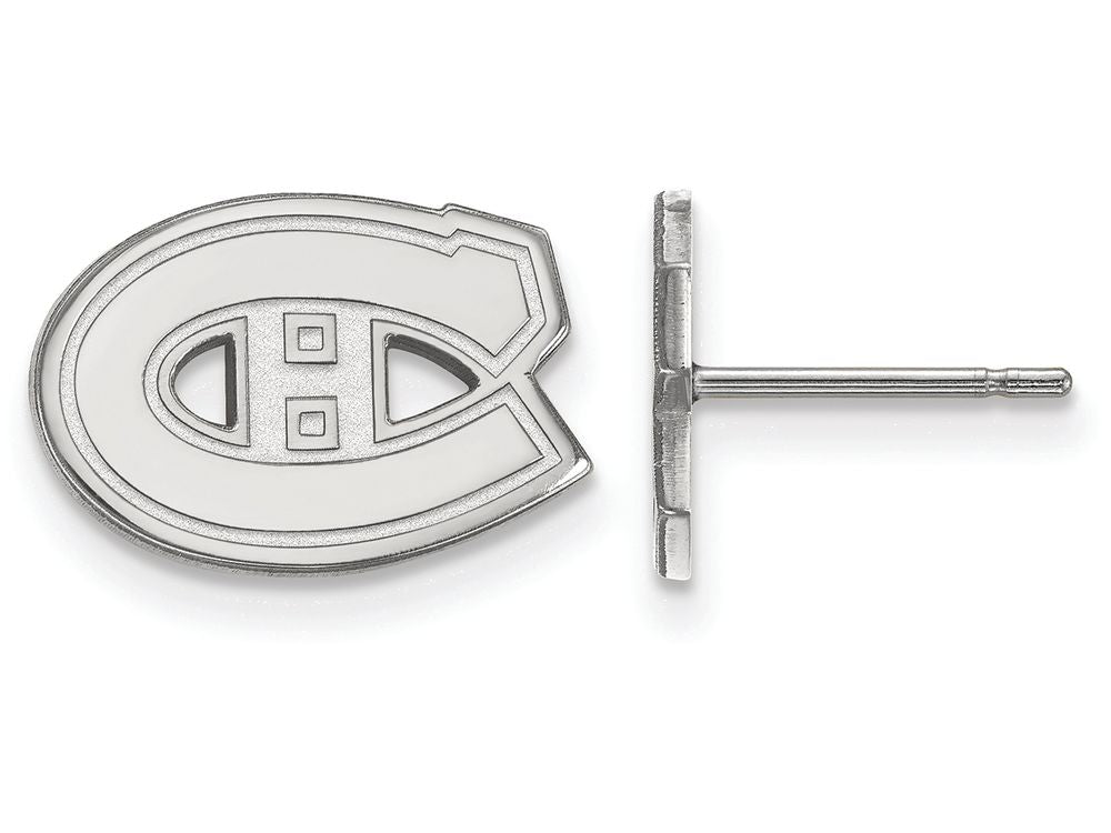 14k White Gold Nhl Logoart Montreal Canadiens Extra Small Post Earrings