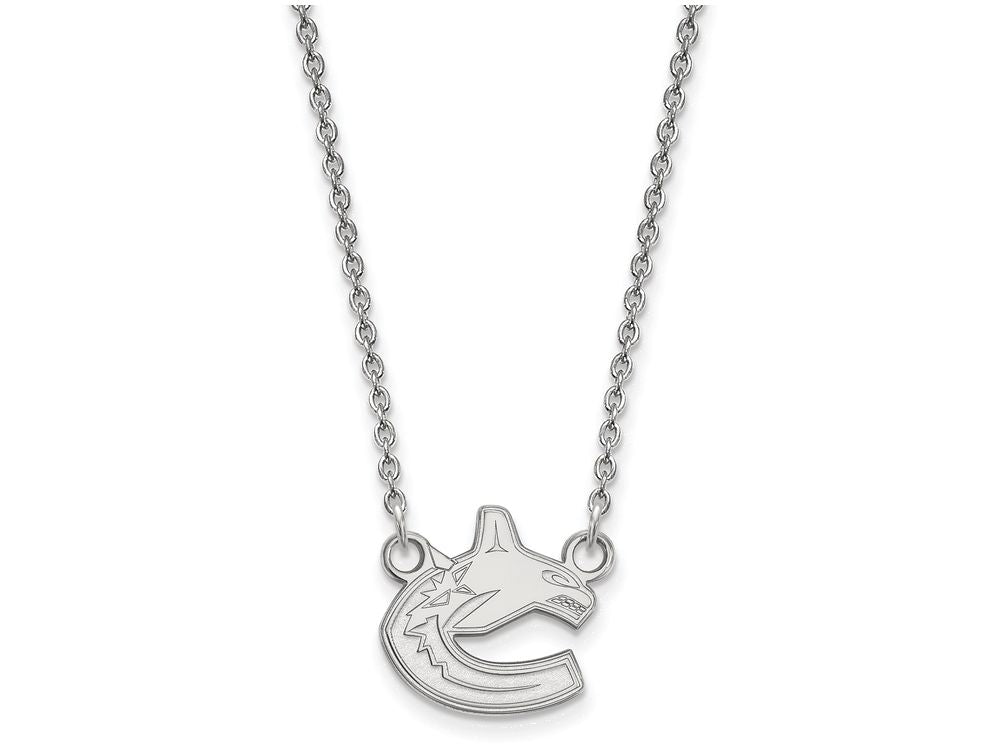 14k White Gold Nhl Logoart Vancouver Canucks Small Pendant Necklace