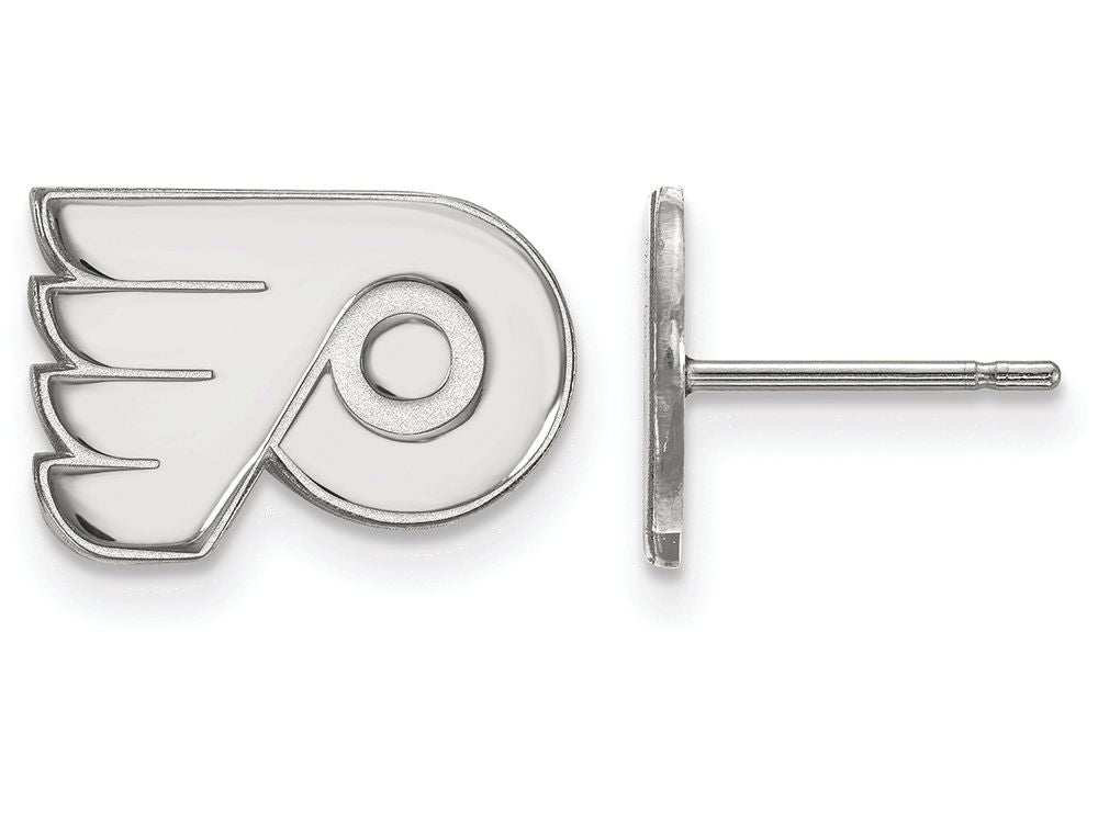14k White Gold Nhl Logoart Philadelphia Flyers Extra Small Post Earrings