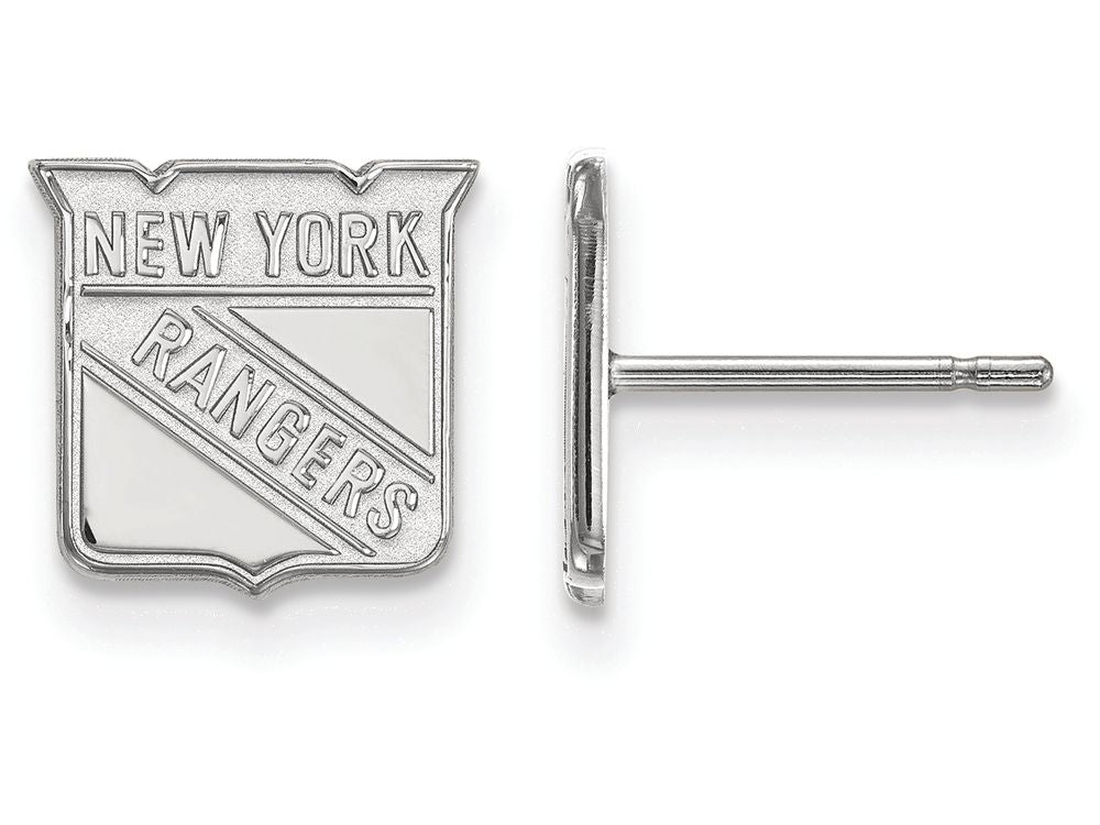14k White Gold Nhl Logoart New York Rangers Extra Small Post Earrings