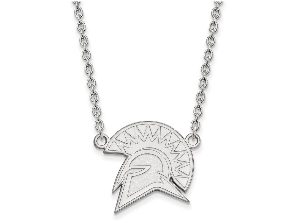 14k White Gold Logoart San Jose State University Large Pendant Necklace