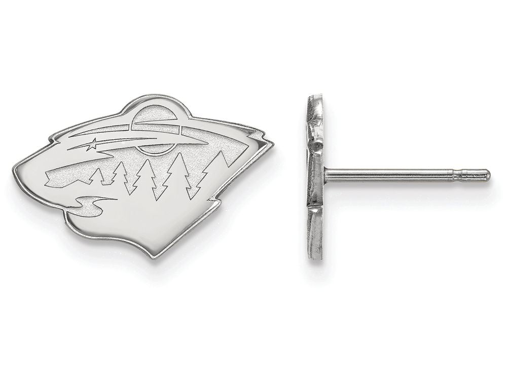 14k White Gold Nhl Logoart Minnesota Wild Extra Small Post Earrings