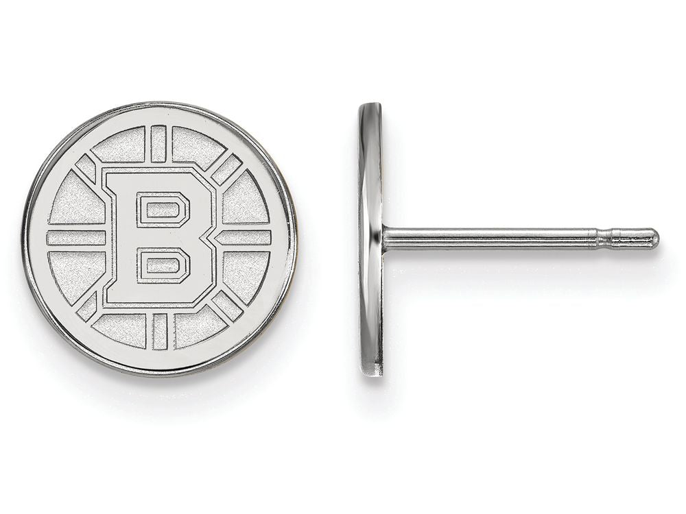 14k White Gold Nhl Logoart Boston Bruins Extra Small Post Earrings