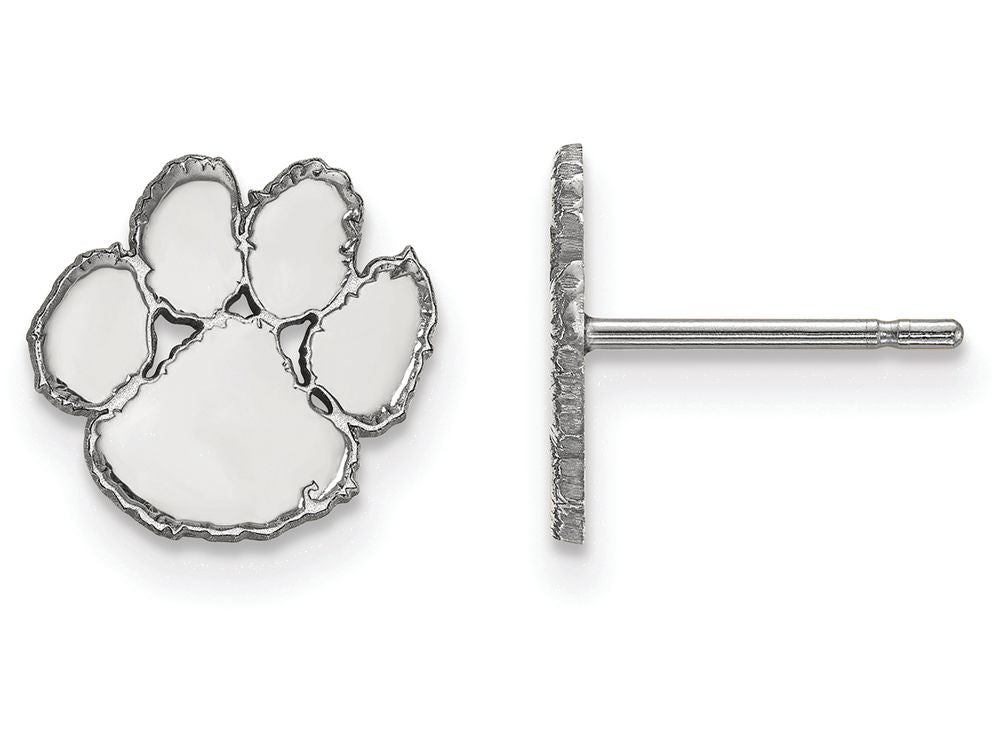 14k White Gold Logoart Clemson University Extra Small Post Earrings