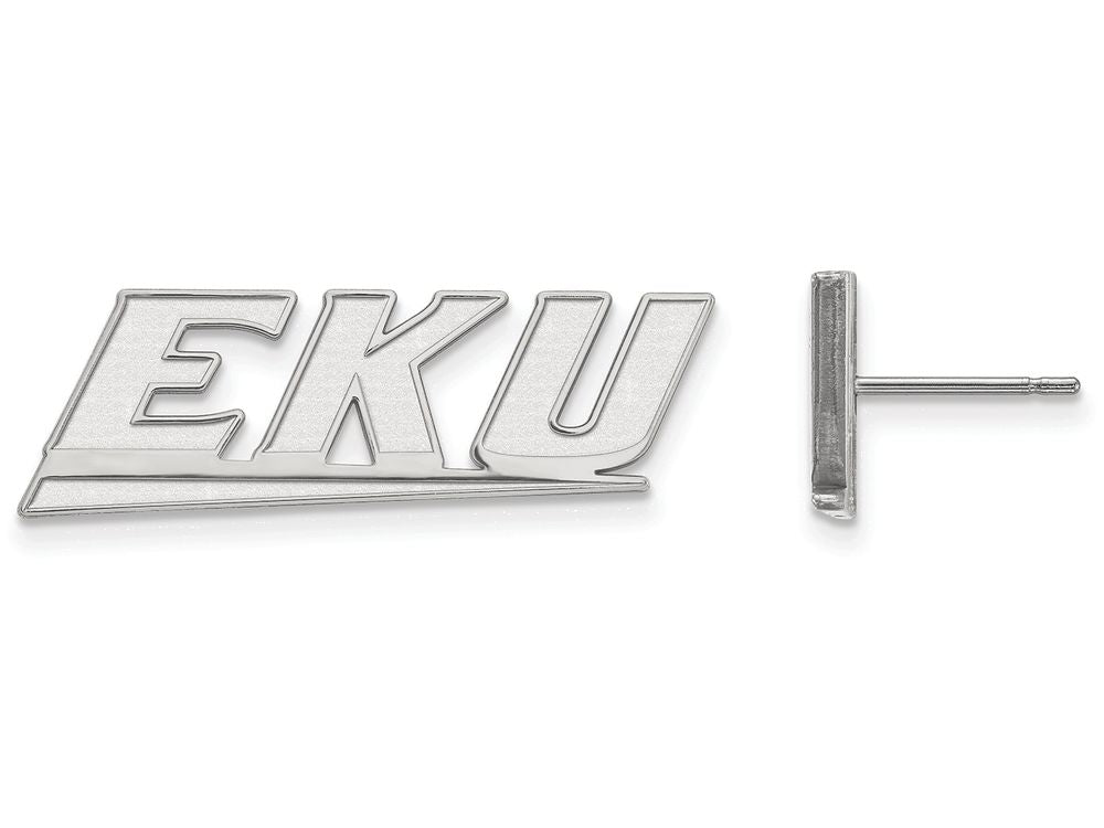 14k White Gold Logoart Eastern Kentucky University Small Post Earrings