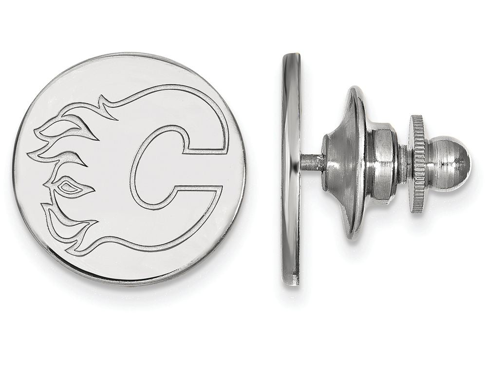 14k White Gold Nhl Logoart Calgary Flames Lapel Pin