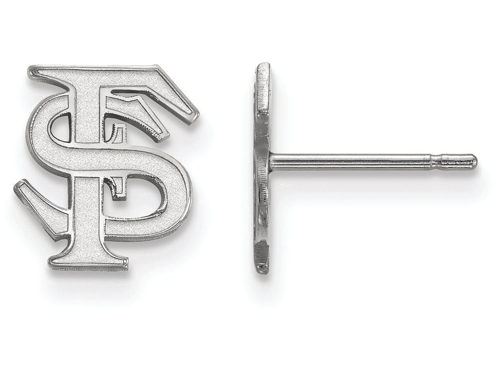 14k White Gold Logoart Florida State University Extra Small Post Earrings