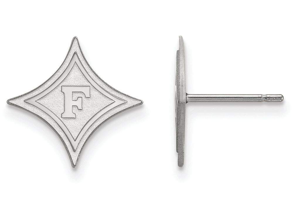14k White Gold Logoart Furman University Small Post Earrings