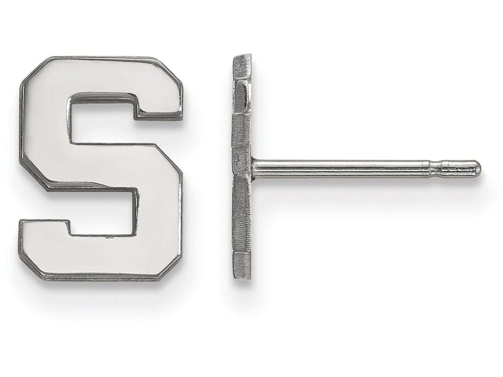 14k White Gold Logoart Michigan State University Extra Small Post Earrings