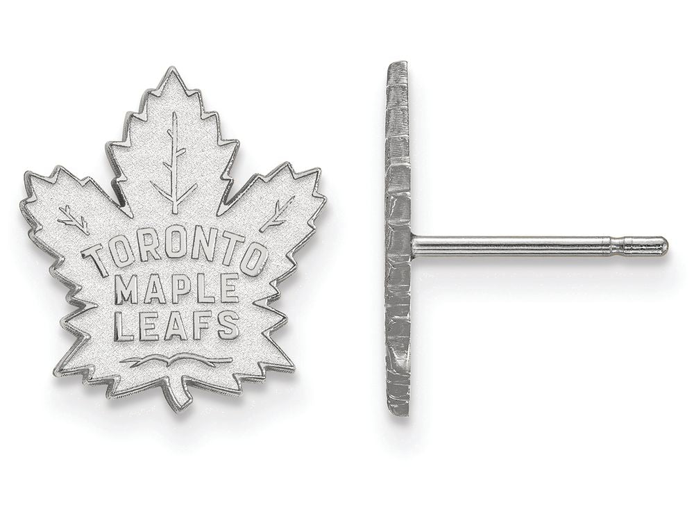 14k White Gold Nhl Logoart Toronto Maple Leafs Small Post Earrings