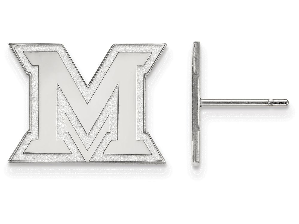 14k White Gold Logoart Miami University Small Post Earrings