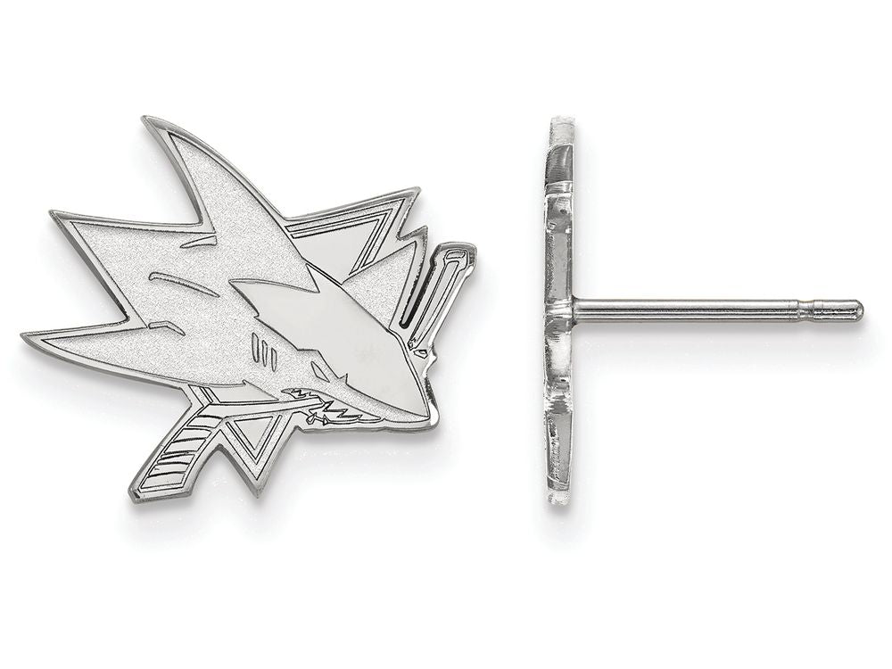 14k White Gold Nhl Logoart San Jose Sharks Small Post Earrings