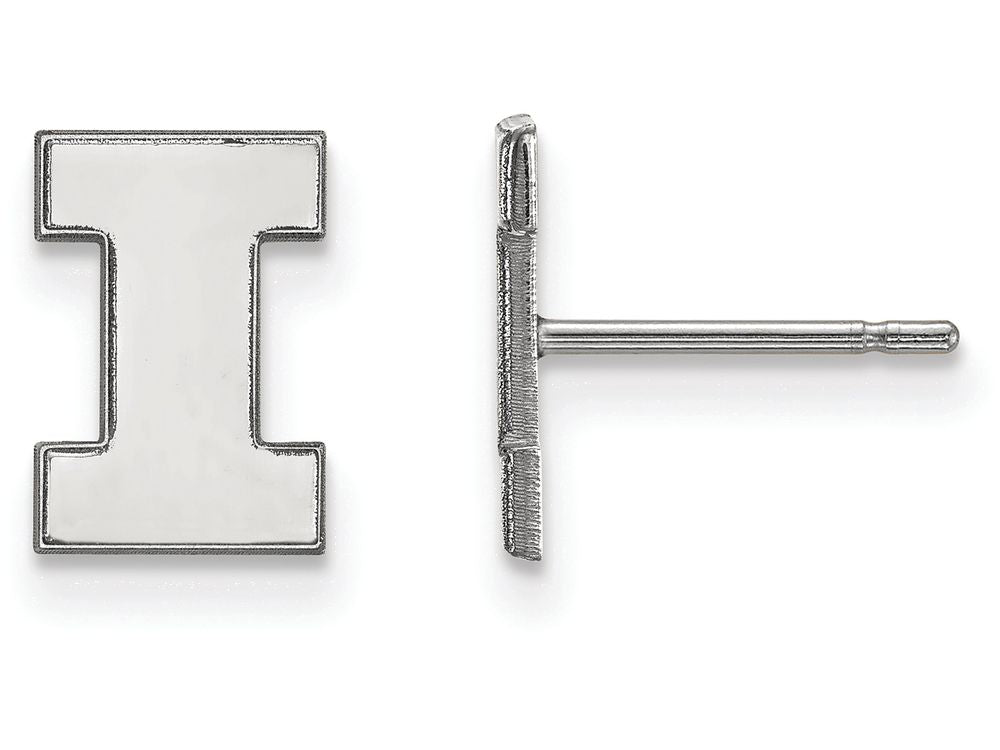 14k White Gold Logoart University Of Illinois Extra Small Post Earrings