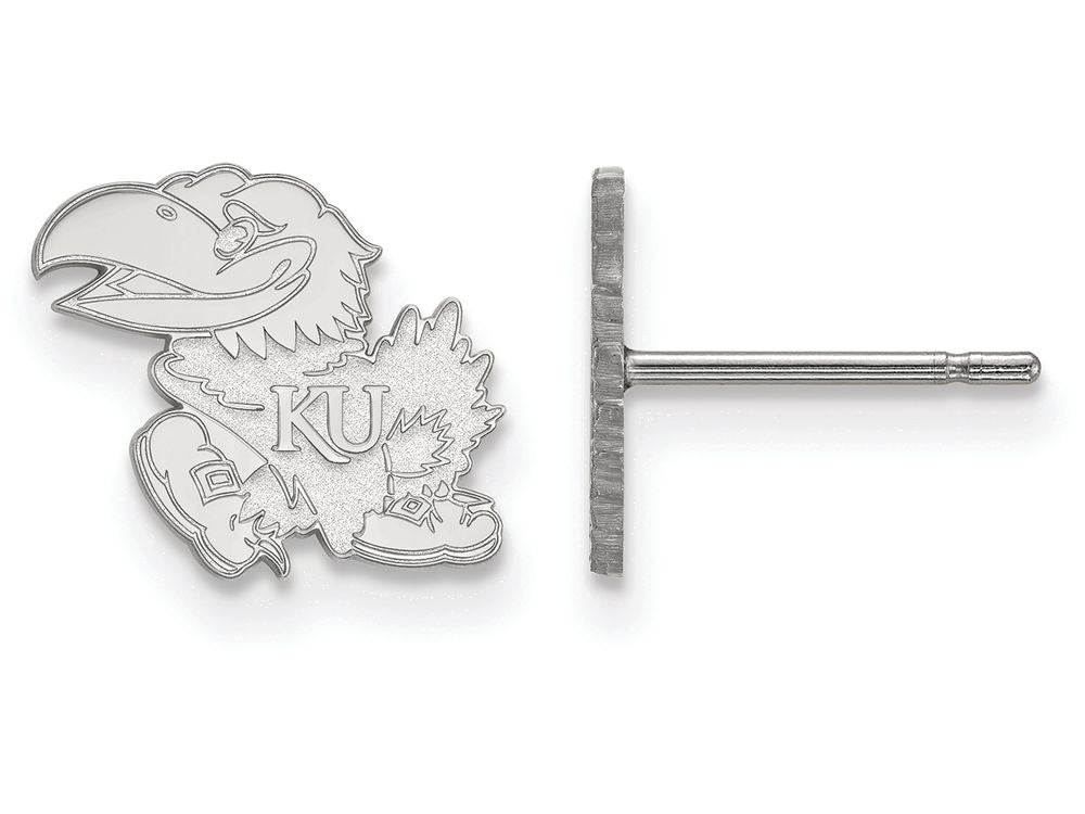 14k White Gold Logoart University Of Kansas Extra Small Post Earrings