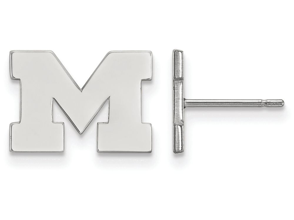14k White Gold Logoart Michigan (univ Of) Extra Small Post Earrings