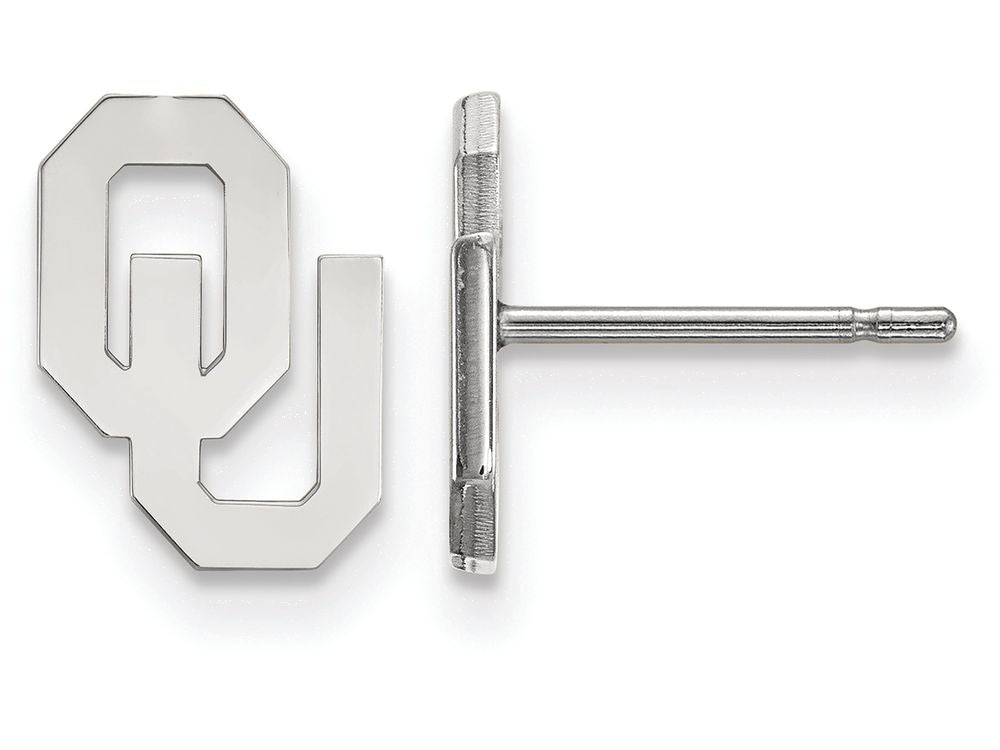 14k White Gold Logoart University Of Oklahoma Extra Small Post Earrings