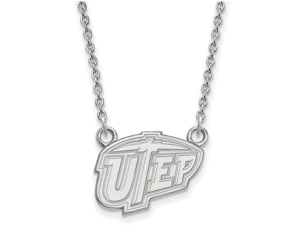 14k White Gold Logoart The University Of Texas At El Paso Small Pendant Necklace