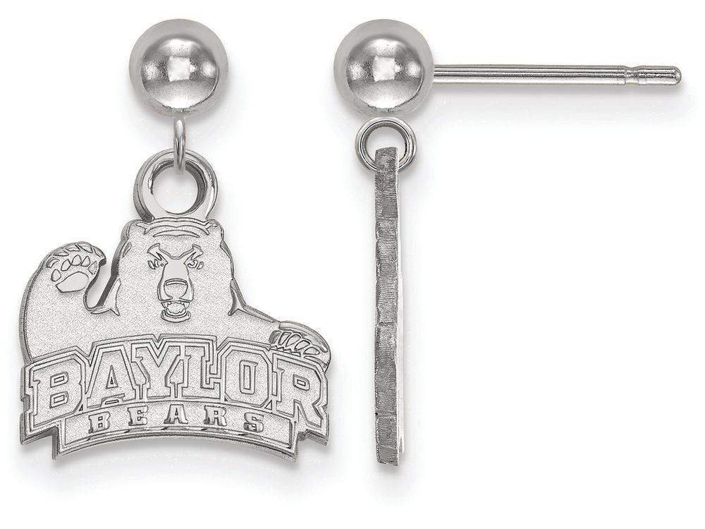 14k White Gold Logoart Baylor University Earrings Dangle Ball