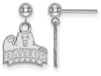 14k White Gold Logoart Baylor University Earrings Dangle Ball
