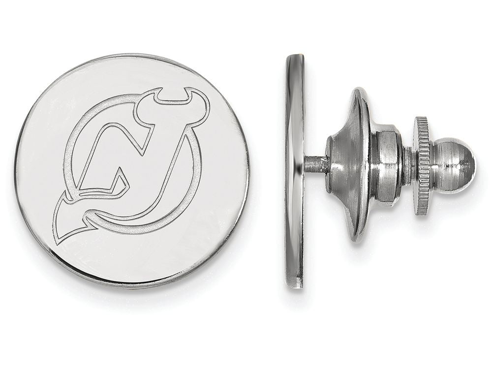 14k White Gold Nhl Logoart New Jersey Devils Lapel Pin
