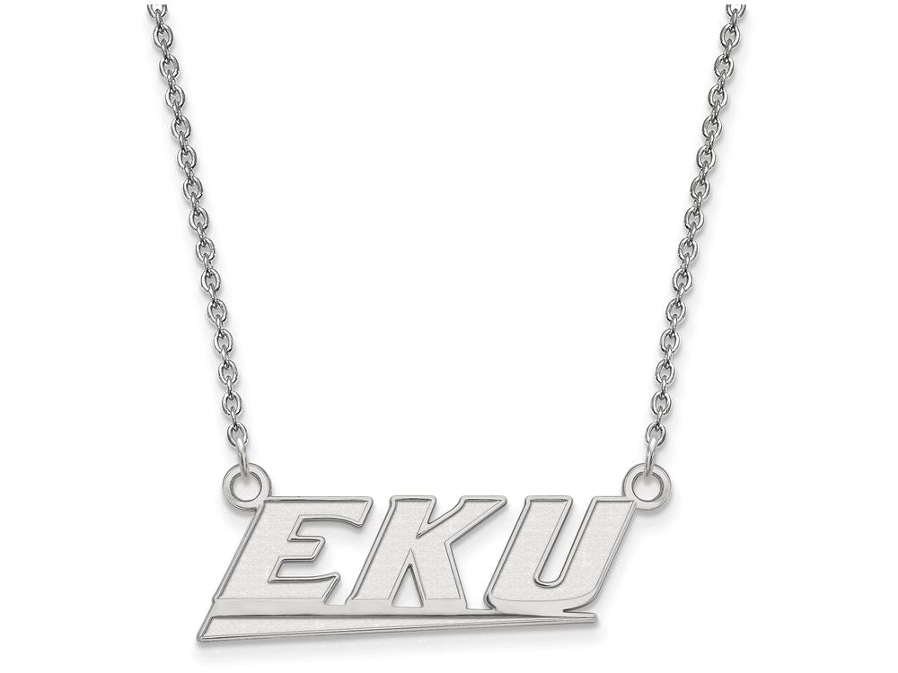 14k White Gold Logoart Eastern Kentucky University Small Pendant Necklace