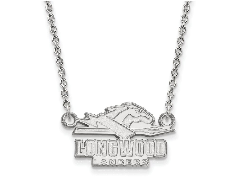 14k White Gold Logoart Longwood University Small Pendant Necklace