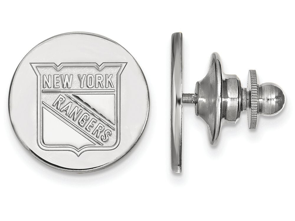 14k White Gold Nhl Logoart New York Rangers Lapel Pin