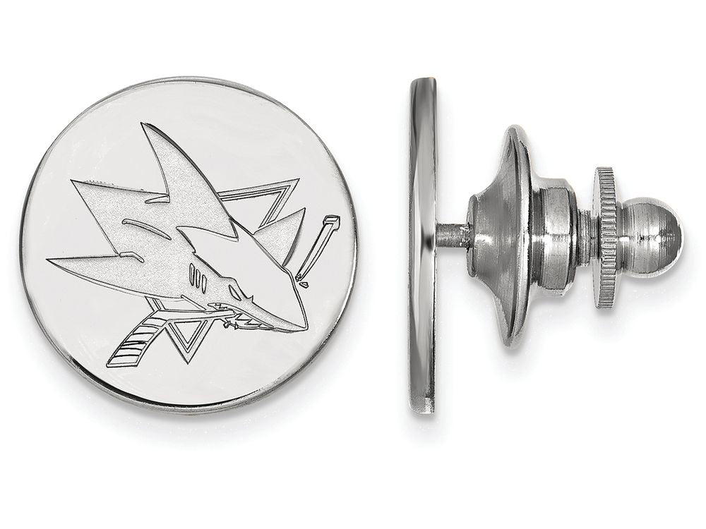 14k White Gold Nhl Logoart San Jose Sharks Lapel Pin