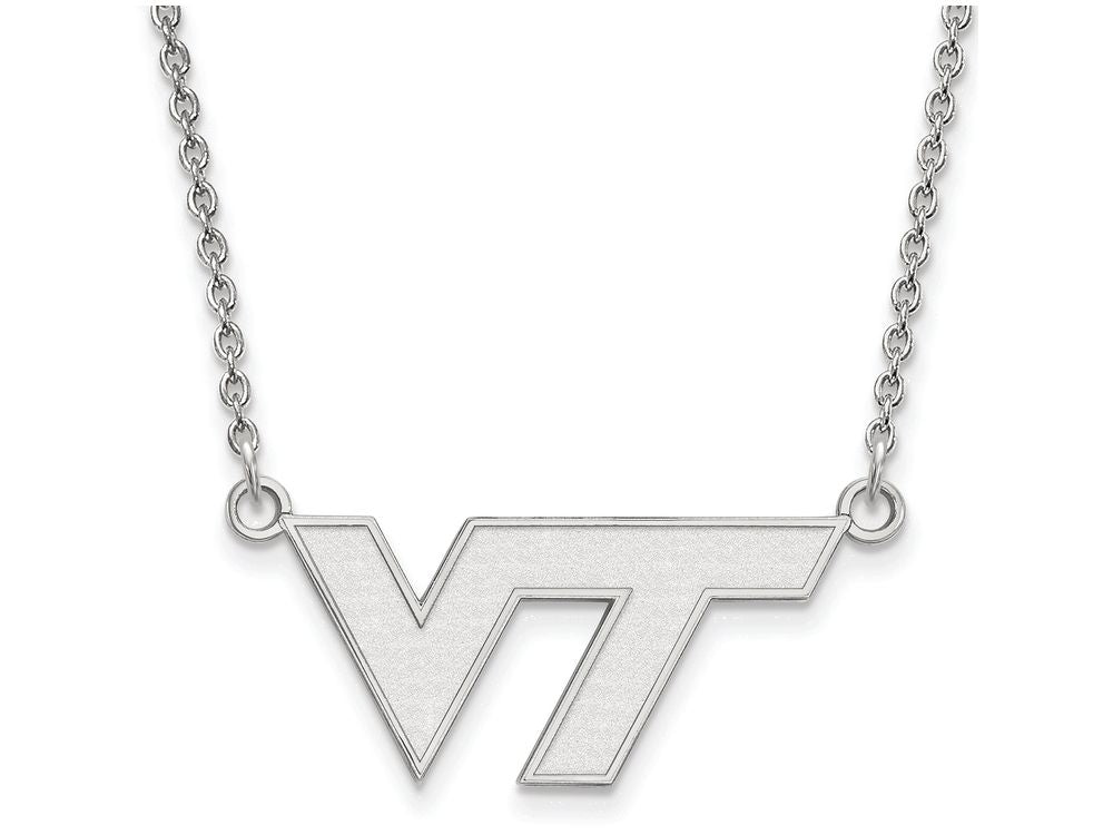 14k White Gold Logoart Virginia Tech Small Pendant Necklace