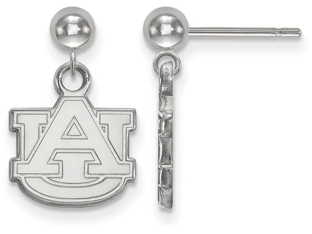 14k White Gold Logoart Auburn University Earrings Dangle Ball