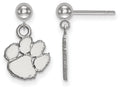 14k White Gold Logoart Clemson University Earrings Dangle Ball