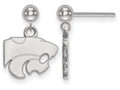 14k White Gold Logoart Kansas State University Earrings Dangle Ball