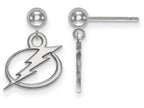 14k White Gold Nhl Logoart Tampa Bay Lightning Earrings Dangle Ball